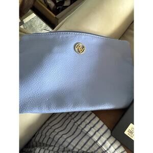 Adrienne Vittadini Blue Pebbled Faux Leather Zip Pouch Clutch bag